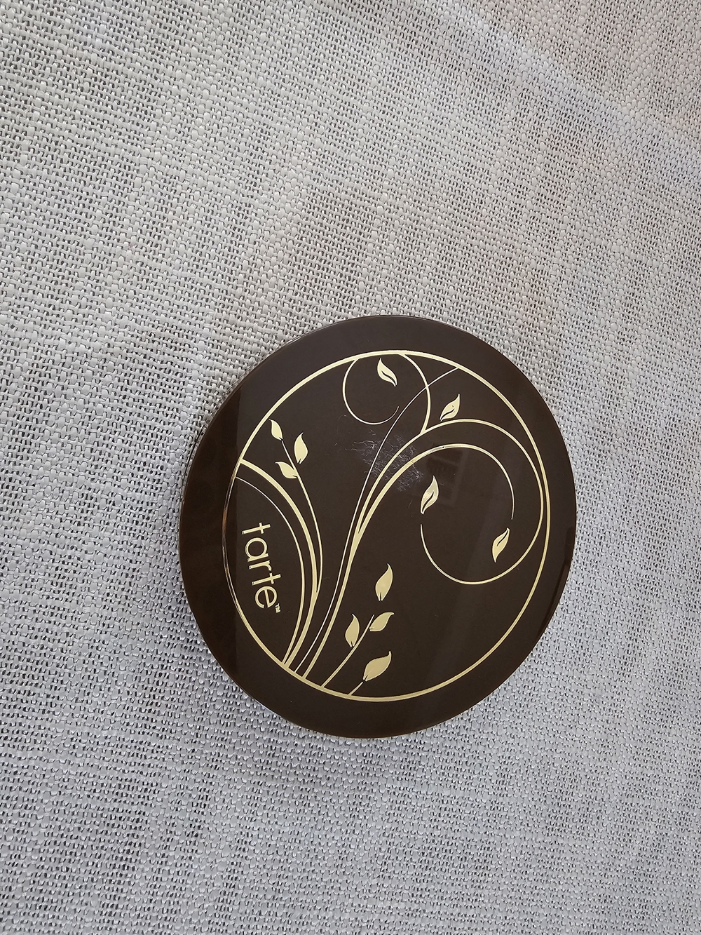 tarte Brown Compact with Gold Leaf Swirl Design